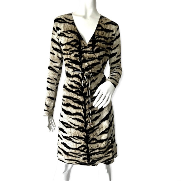 Michael Kors Tiger Print Wrap Dress Size S - Picture 1 of 8